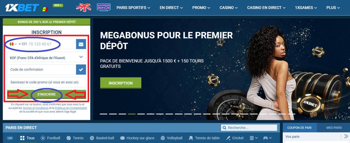 Complétion du Formulaire d'Inscription 1xBet