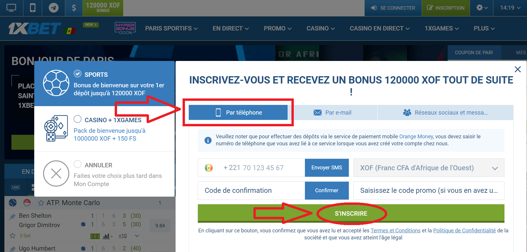 Validation du Compte 1xBet